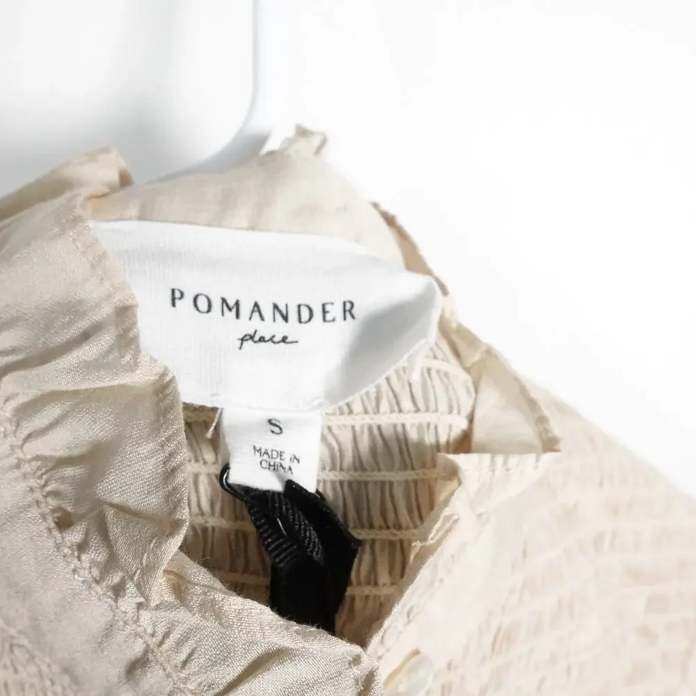 New Damaged Pomander Place Tuckernuck Jaia Cream Smocked Puff Sleeve Blouse